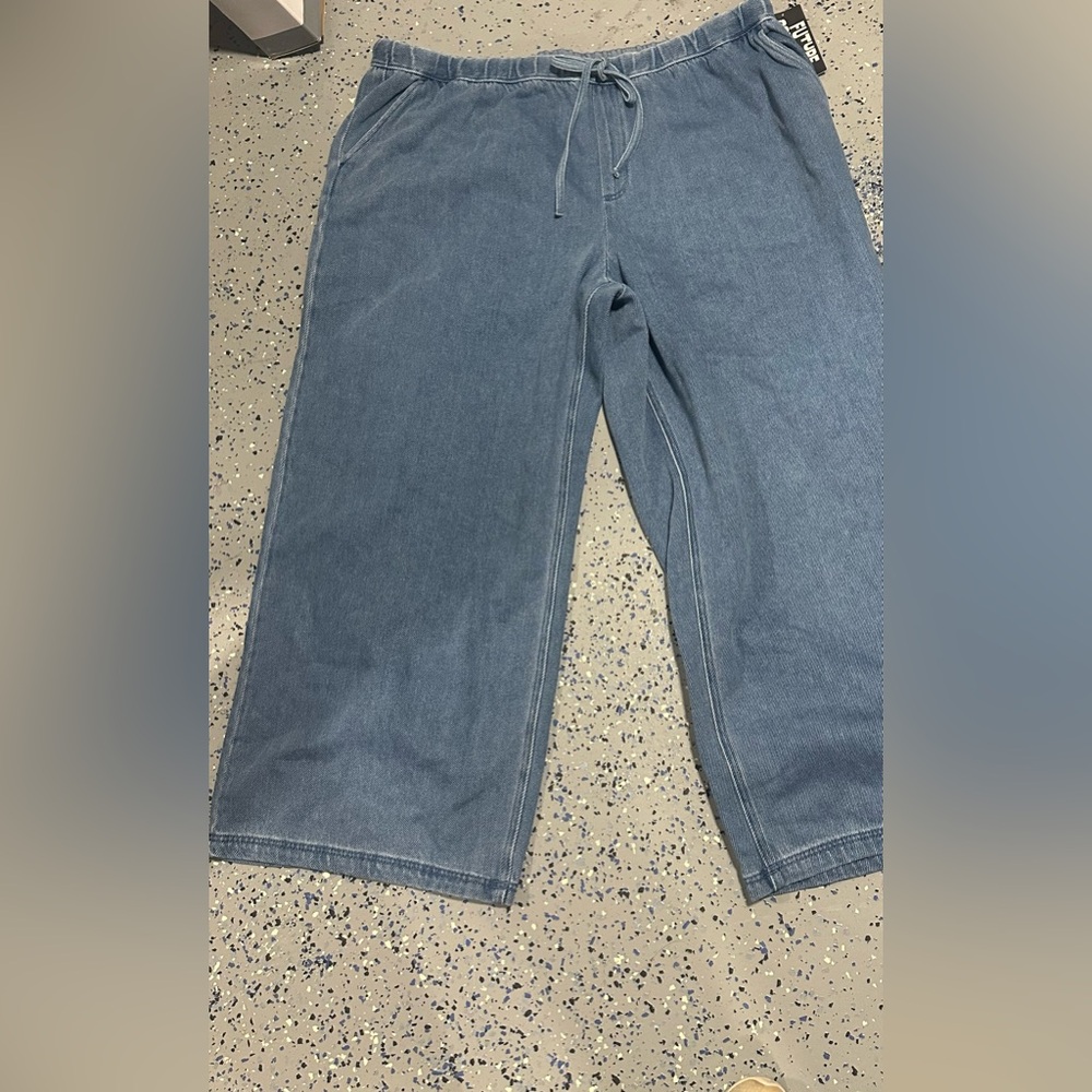 🆕 Future Collective Light Wash Denim Wide Leg Drawstring Pants - 2X - Picture 5 of 6